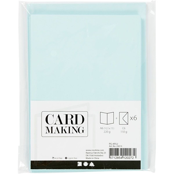 Cartes doubles et enveloppes - Bleu clair - 10,5 x 15 cm - 12 pcs - Photo n°2