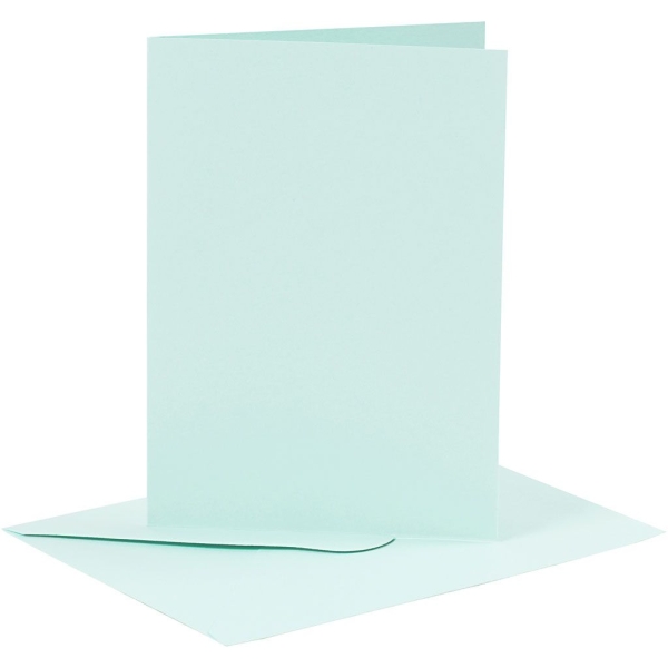 Cartes doubles et enveloppes - Bleu clair - 10,5 x 15 cm - 12 pcs - Photo n°1