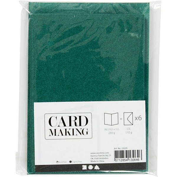 Cartes doubles et enveloppes - Vert foncé - 10,5 x 15 cm - 12 pcs - Photo n°2