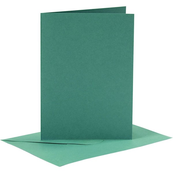 Cartes doubles et enveloppes - Vert foncé - 10,5 x 15 cm - 12 pcs - Photo n°1