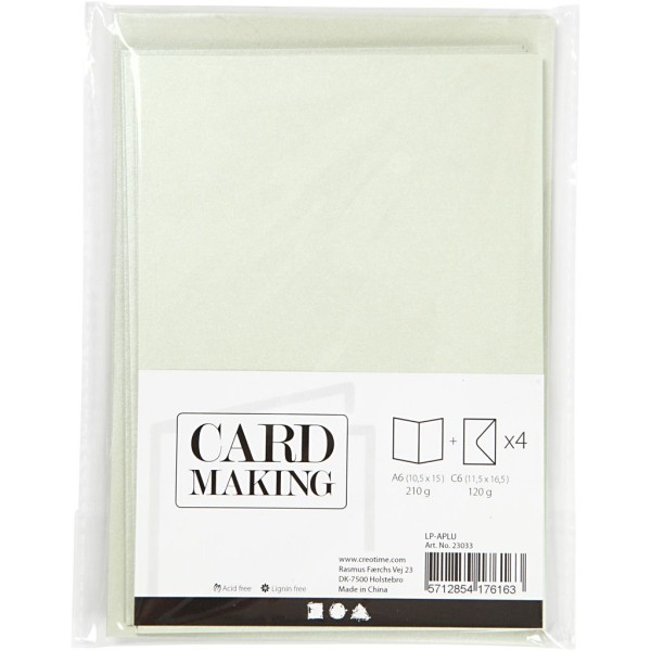 Cartes doubles et enveloppes - Vert clair nacré - 10,5 x 15 cm - 8 pcs - Photo n°2
