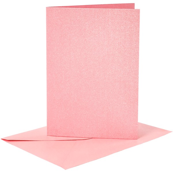 Cartes doubles et enveloppes - Rose nacré - 10,5 x 15 cm - 8 pcs - Photo n°1