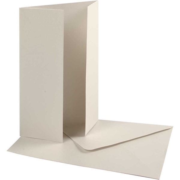 Cartes 10,5 x 15 cm et enveloppes - Blanc cassé - 10 sets - Photo n°1