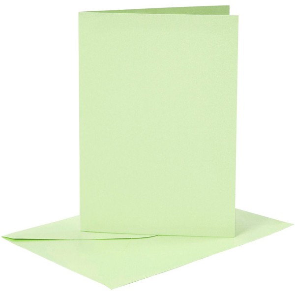 Cartes et enveloppes 10,5 x 15 cm - Vert clair - 6 sets - Photo n°1