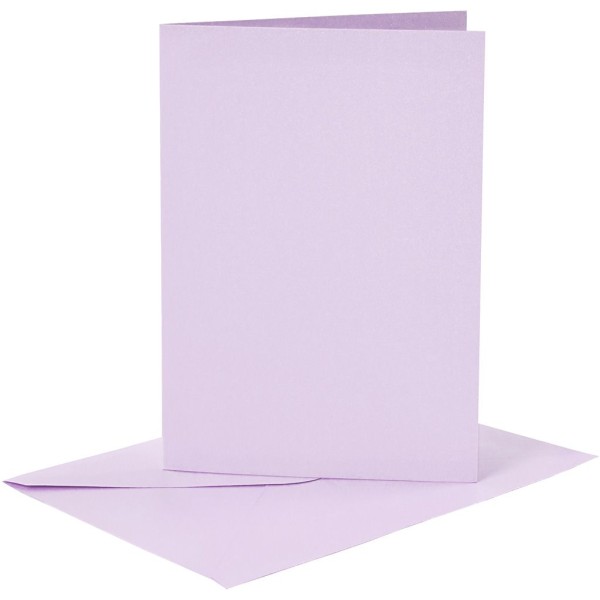 Cartes et enveloppes 10,5 x 15 cm - Mauve clair - 6 sets - Photo n°1