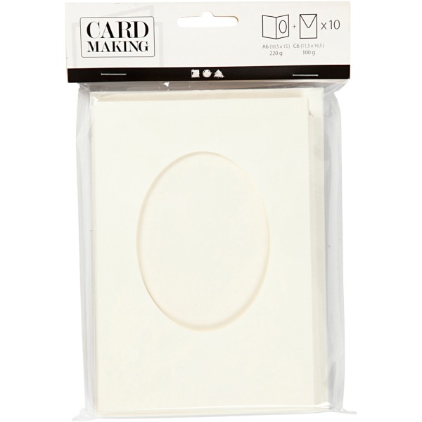 Cartes cadres ovales et enveloppes blanches - 10,5 x 15 cm - 10 pcs - Photo n°2