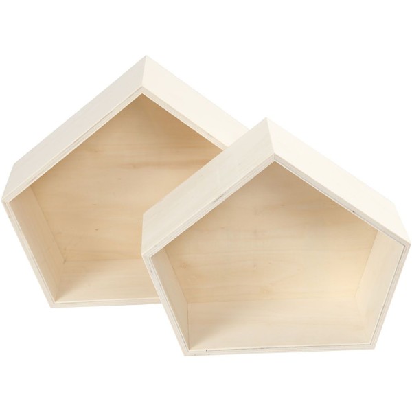 Set de boîtes de rangement en bois - Pentagone - 26,5 à 31,5 cm - 2 pcs - Photo n°1