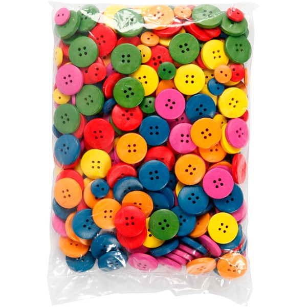 Lot de boutons en bois colorés - 12 à 20 mm - Couleurs assorties - 360 pcs - Photo n°2