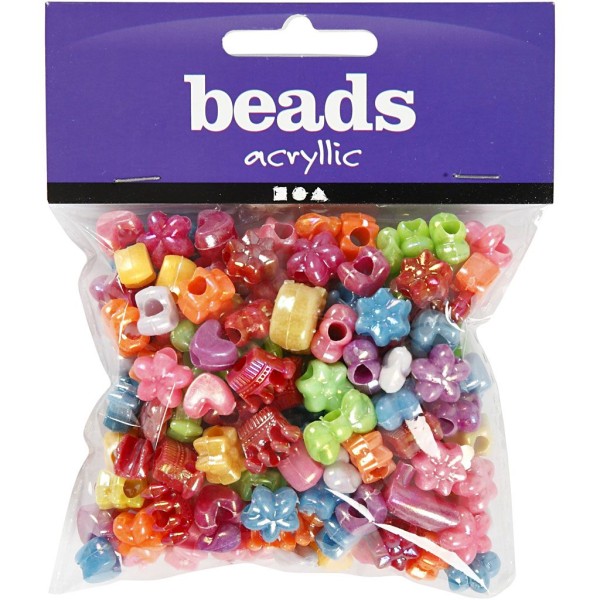 Assortiment de perles en plastique multicolore nacré - 10 mm - Environ 190 pcs - Photo n°2