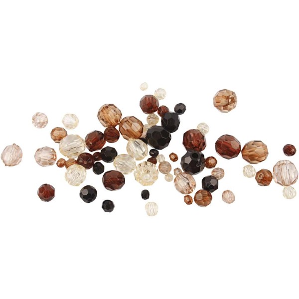 Perles à facettes transparentes - Mix marron - 4 à 12 mm - Environ 170 pcs - Photo n°1
