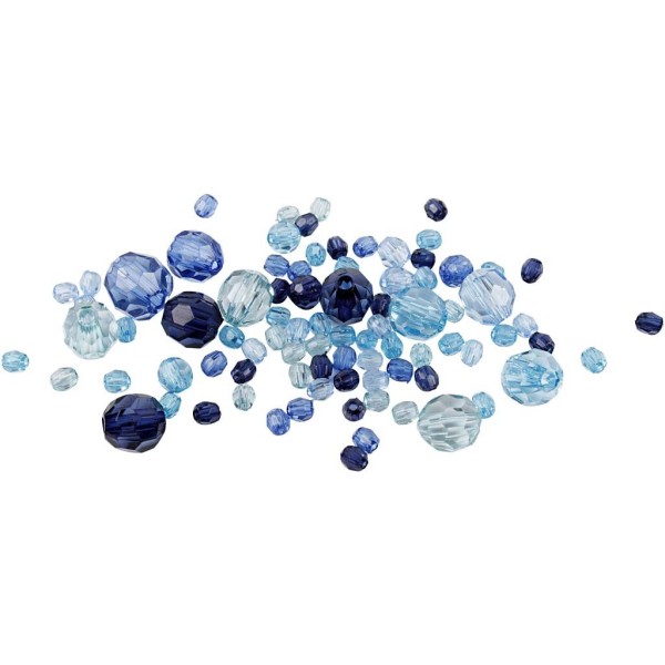 Mix De Perles À Facettes, Dim. 4-12 Mm, Diamètre Intérieur 1-2,5 Mm, Harmonie De Bleus, 250Gr, Env. - Photo n°1