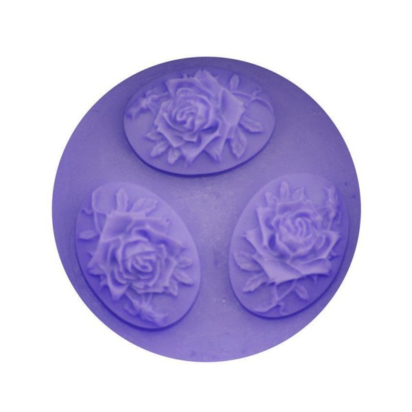 3 Ovale Fleur de la Rose Cabochon Camée, 3D en Silicone de Chocolat Savon Gâteau, Fondant Gâteau, l' - Photo n°3