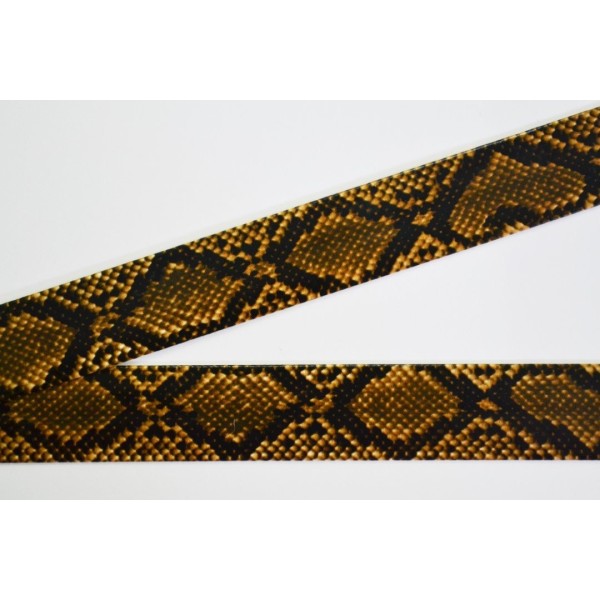 Biais à plat simili cuir imitation serpent ton brun foncé 20mm - Photo n°1