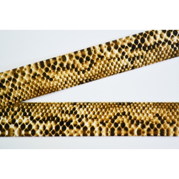 Biais à plat simili cuir imitation serpent ton brun clair 20mm - Photo n°1