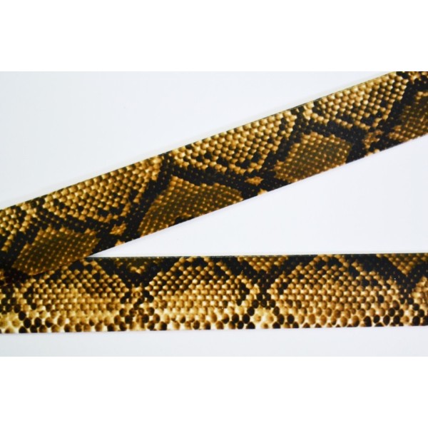 Biais à plat simili cuir imitation serpent ton brun moyen 20mm - Photo n°1