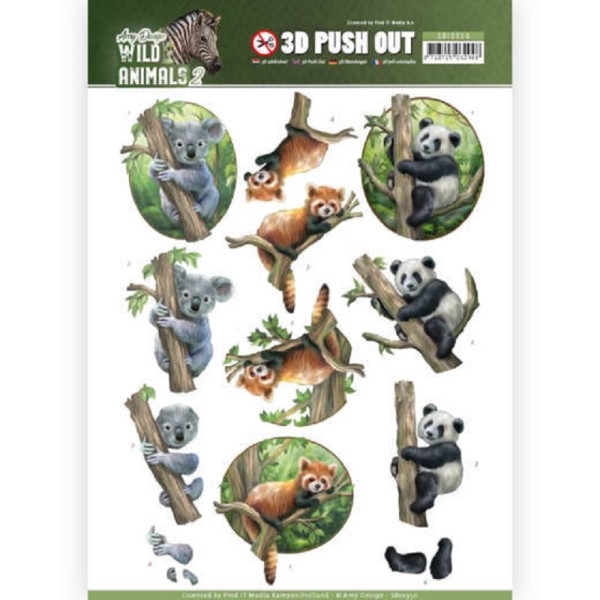 Images 3D prédécoupées Amy Design - Wild Animals 2 - Koala, panda roux et panda - Photo n°1