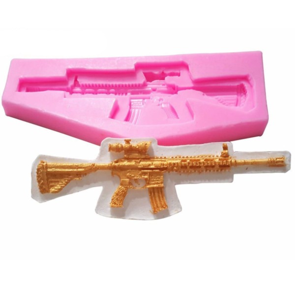 Pistolet Fusil de chasse M416 Soldat de l'Arme, de la 3D en Silicone de Chocolat Savon Gâteau, Fonda - Photo n°1