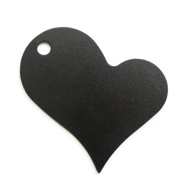 1 Grande Breloque Cœur En Métal couleur Noir poli 9cm - Photo n°1