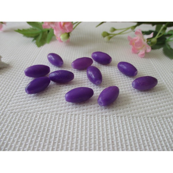Perles en verre olive 16 mm violette x 10 - Photo n°1