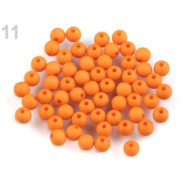 100pc (09) Orange Mat Acrylique Perles 6mm, Plastique - Photo n°1