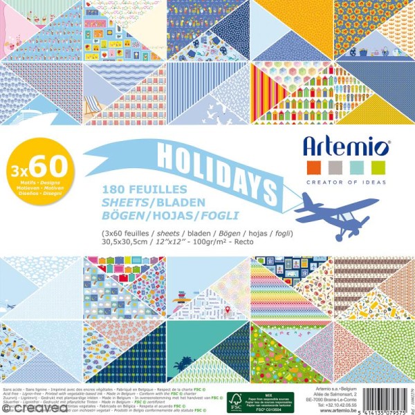 Papier Scrapbooking Artemio - Holidays - 30,5 x 30,5 cm - 180 feuilles - Photo n°1