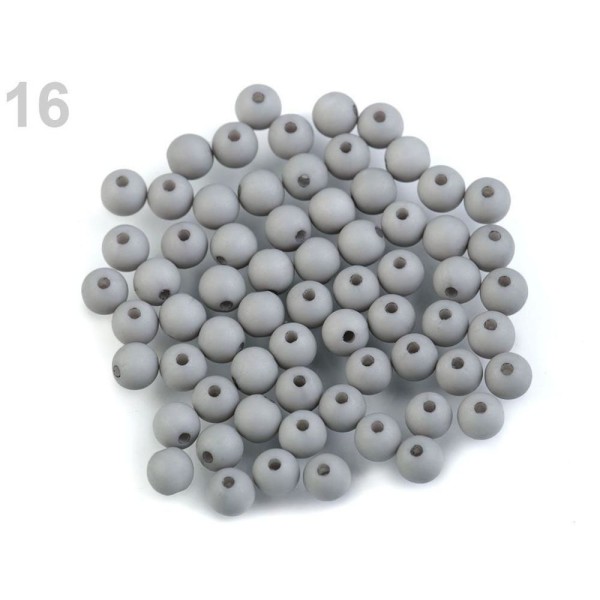 100pc (49d) Gris Mat Acrylique Perles 6mm, Plastique - Photo n°1