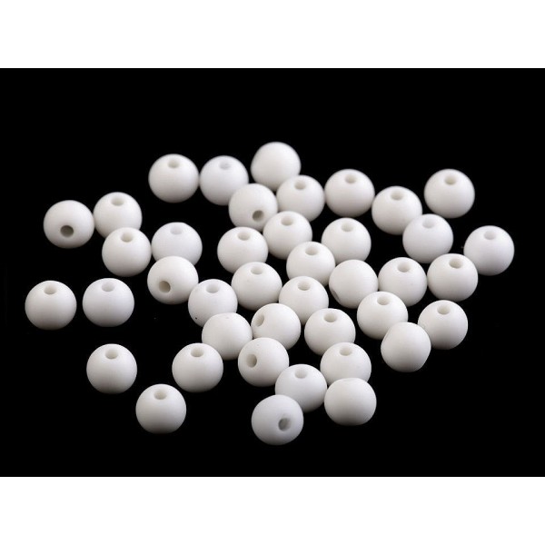 100pc 1 (01) Blanc Mat Acrylique Perles 6mm, Perles de Léger, de Perles de Bijoux, de Perles boucle - Photo n°2