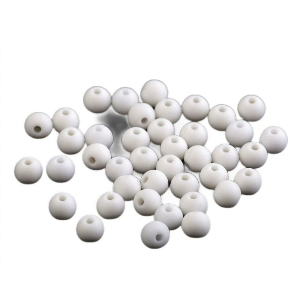 100pc 1 (01) Blanc Mat Acrylique Perles 6mm, Perles de Léger, de Perles de Bijoux, de Perles boucle - Photo n°1