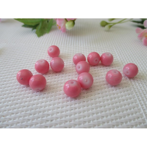 Perles en verre ronde 8 mm rose pale effet fissuré x 20 - Photo n°1