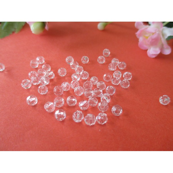 Perles en verre à facette 4 mm cristal x 50 - Photo n°1