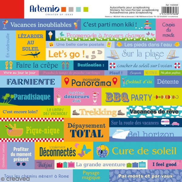 Stickers Artemio - Vacances - 1 planche 30,5 x 30,5 cm - Photo n°1