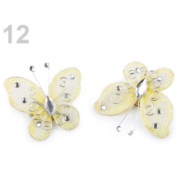 2pc 12 Crémeux à la Lumière des Appliques Papillon 5x5.5 Cm Avec Goupille De Sécurité, Rideau Access - Photo n°1