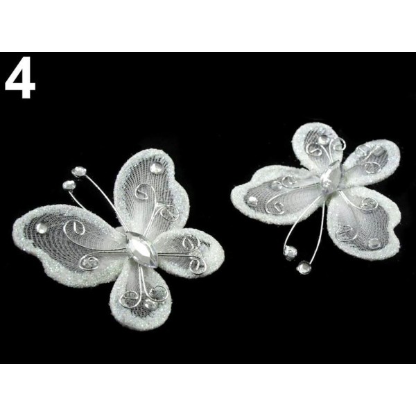 2pc 4 Blanc Appliques Papillon 5x5.5 Cm Avec Goupille De Sécurité, Rideau Accessoires, Mercerie, - Photo n°1