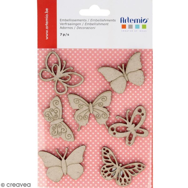Stickers Papillons en carton miniatures - 7 pcs - Photo n°1