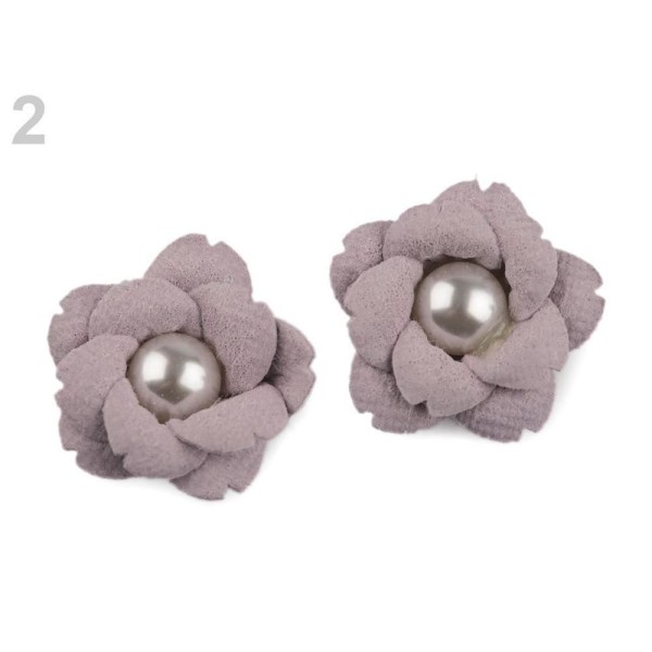 2pc 2 Violet Lilas Fleur Avec Perle perles Ø23mm, d'Autres Fleurs À Coudre Ou à coller Sur, des Vête - Photo n°1