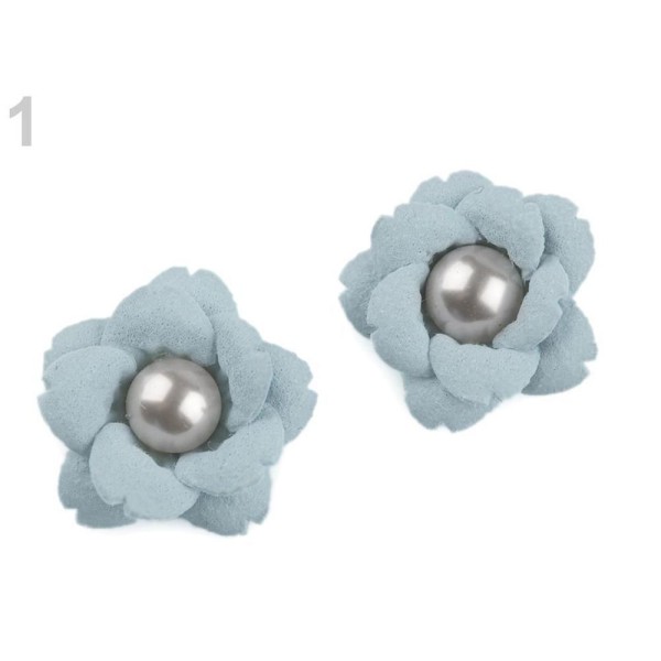 2pc 1 Lumière Bleue de Fleur Avec Perle perles Ø23mm, d'Autres Fleurs À Coudre Ou à coller Sur, des - Photo n°1