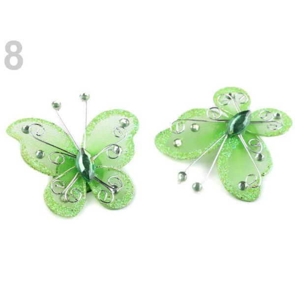 2pc 8green la Lumière des Appliques Papillon 5x5.5 Cm Avec Goupille De Sécurité, Rideau Accessoires, - Photo n°1