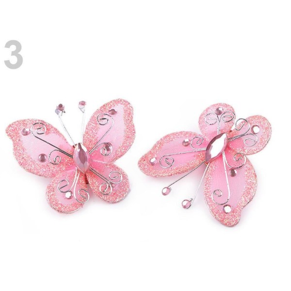 2pc 3 Rose clair Applique Papillon 5x5.5 Cm Avec Goupille De Sécurité, Rideau Accessoires, Mercerie, - Photo n°1