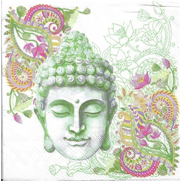 4 Serviettes en papier Bouddha Inde Format Lunch Decoupage Decopatch 13313035 Ambiente - Photo n°2