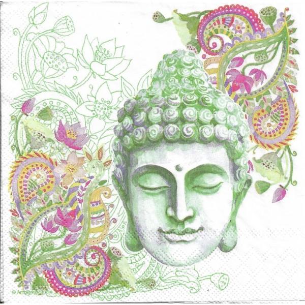 4 Serviettes en papier Bouddha Inde Format Lunch Decoupage Decopatch 13313035 Ambiente - Photo n°1