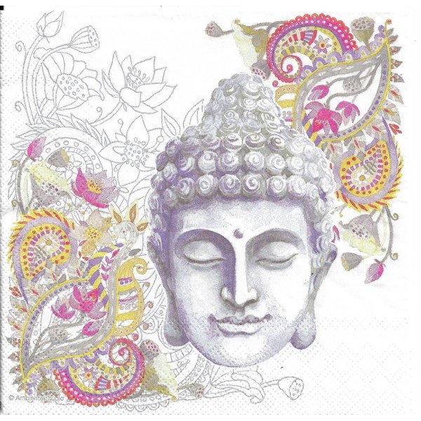 4 Serviettes en papier Bouddha Inde Format Lunch Decoupage Decopatch 13313036 Ambiente - Photo n°1
