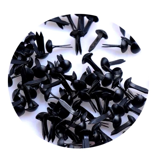 150 Attaches parisiennes rondes noires, mini brads 4 mm, scrapbooking - Photo n°1