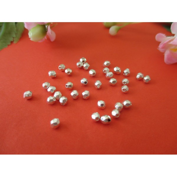 Perles métal à facette argentée 3 mm x 50 - Photo n°1