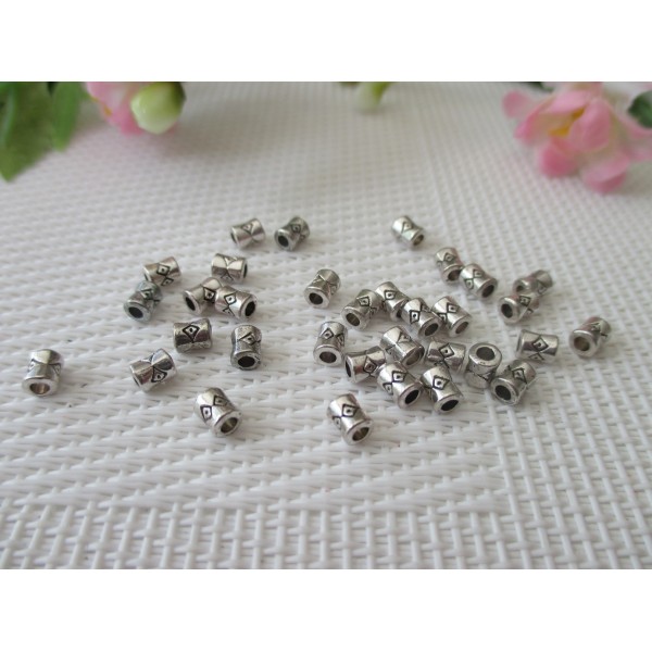 Perles métal tube 4 mm argent vieilli x 100 - Photo n°1