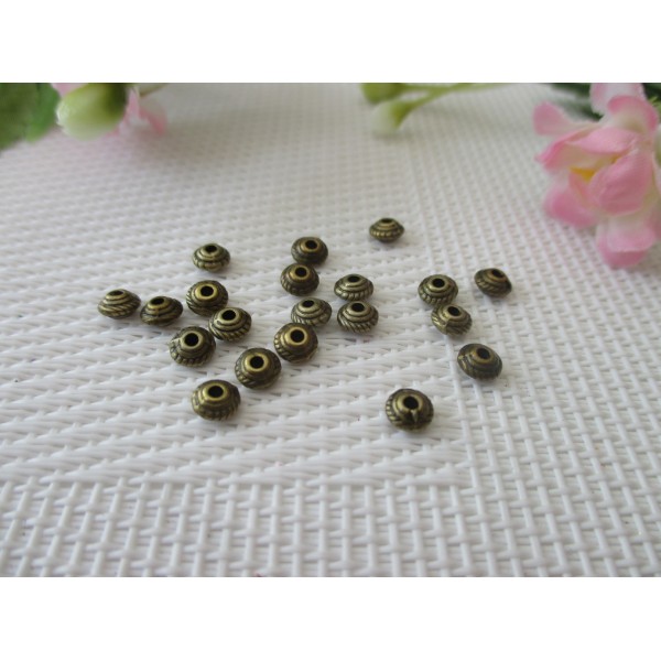 Perles métal intercalaire toupie strié 5 mm bronze x 20 - Photo n°1
