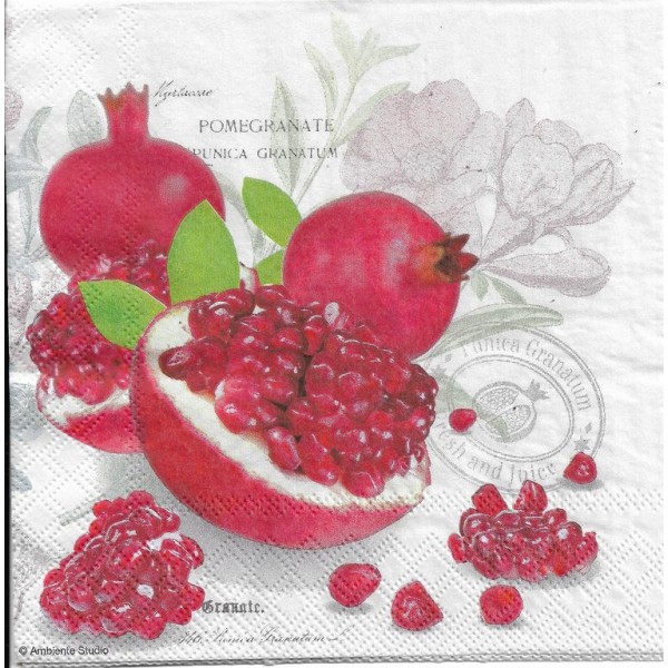 4 Serviettes en papier Grenade Fruit Format Lunch Decoupage Decopatch 13309710 Ambiente - Photo n°2