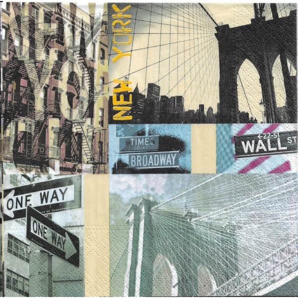 4 Serviettes en papier New York Wall Street Format Lunch Decoupage Decopatch 75271 Nouveau - Photo n°1