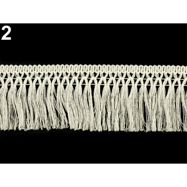 9m 2 Crémeux de Coton Léger, Franges Largeur 55mm, Et de Glands, de la Mercerie - Photo n°1