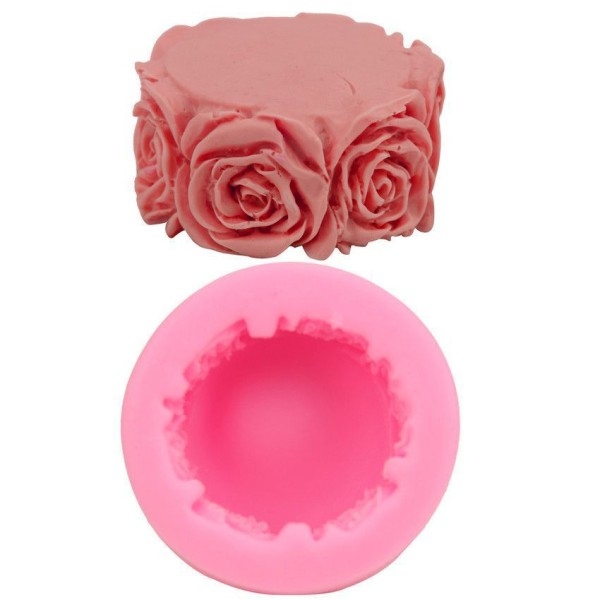 Fleur de la Rose Rond de Tranche, 3D en Silicone de Chocolat Savon Gâteau, Fondant Gâteau, Bougie d' - Photo n°1