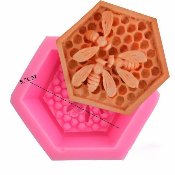 Abeille Nid d'abeille Hexagonale Animaux, 3D en Silicone de Chocolat Savon Gâteau, Fondant Gâteau, B - Photo n°4